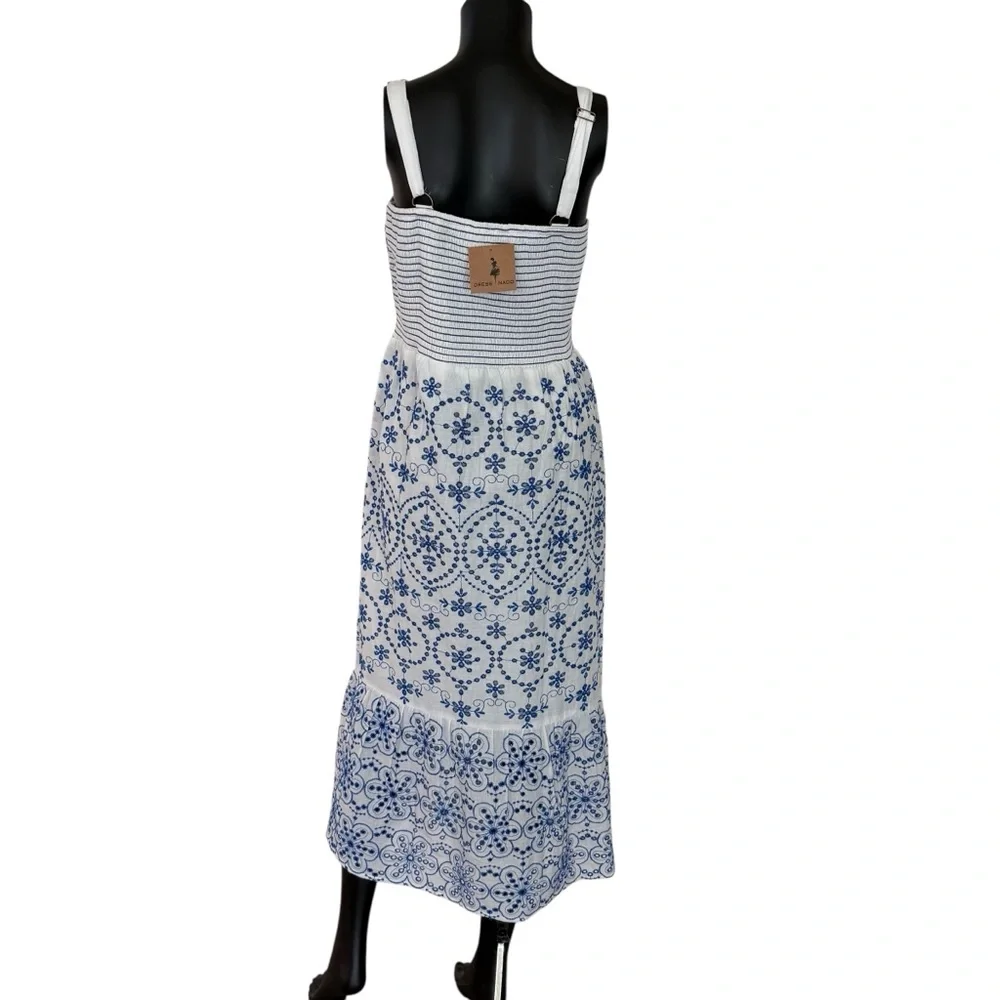 Chic Blue and White Floral Maxi Dress - Picture 3 of 14